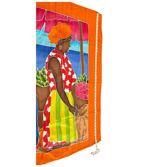 GUADALUPE Sarong Bright Colourful Women Market Tourist Guadeloupe 43 x 61 Inches - Picture 4 of 14